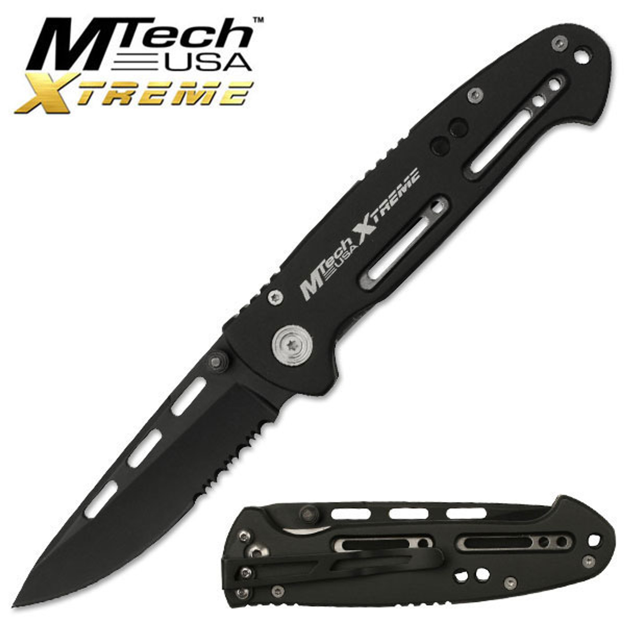 MTech MX8022BK Black Serrated Folder
