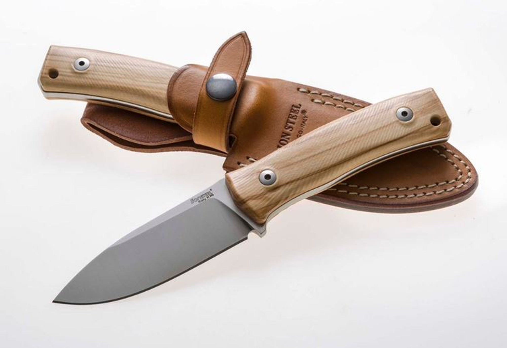 Lion Steel M4UL Olive Wood Handle, M390 w/ Leather Sheath