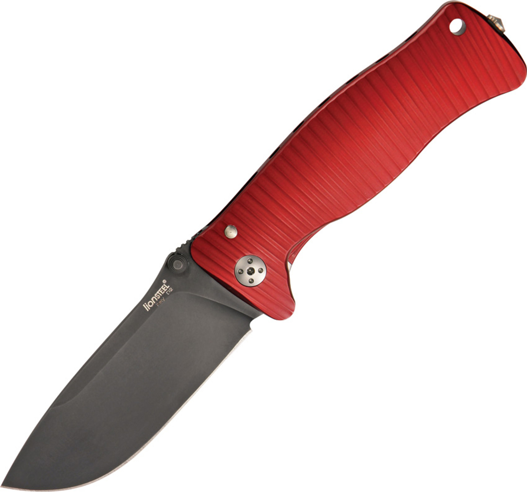 Lion Steel SR1ARB Molletta - Red Aluminum Handle, Black Blade