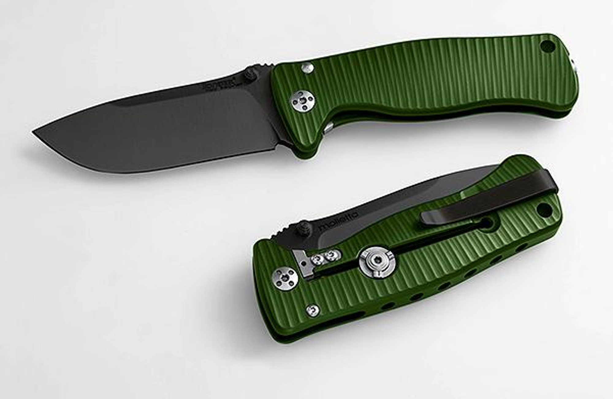 Lion Steel SR2 Mini - Green Aluminium Handle, Black Blade