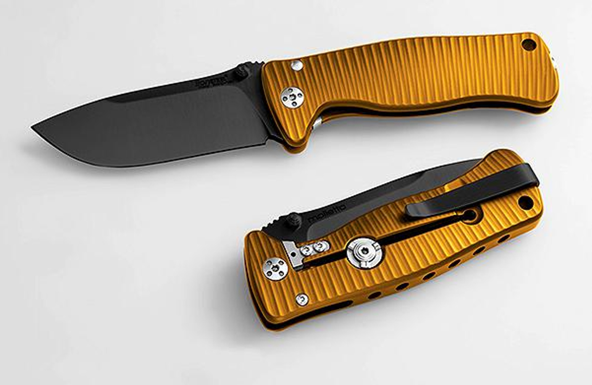 Lion Steel SR2 Mini - Orange Aluminium Handle, Black Blade