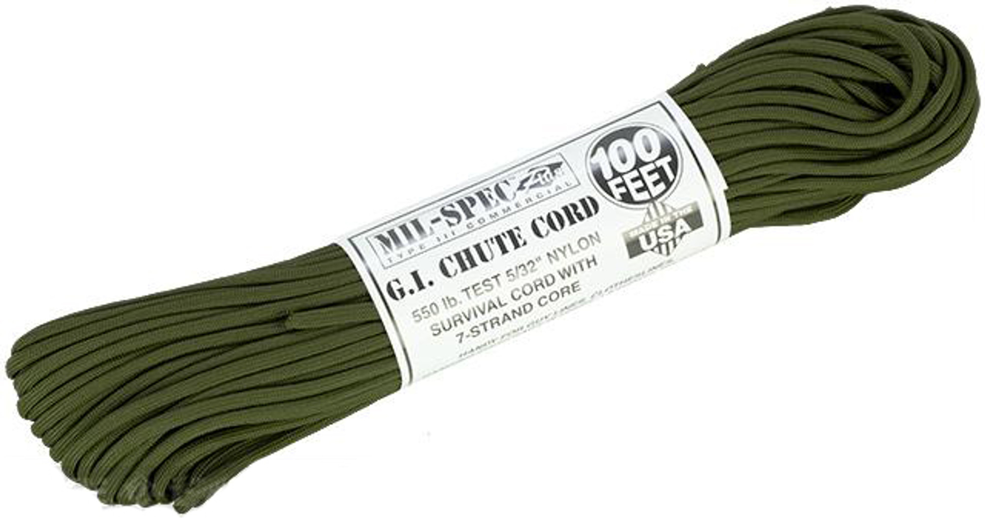 Matrix MIL-SPEC GI Chute Nylon Survival Para Cord - 100 Feet - OD Green