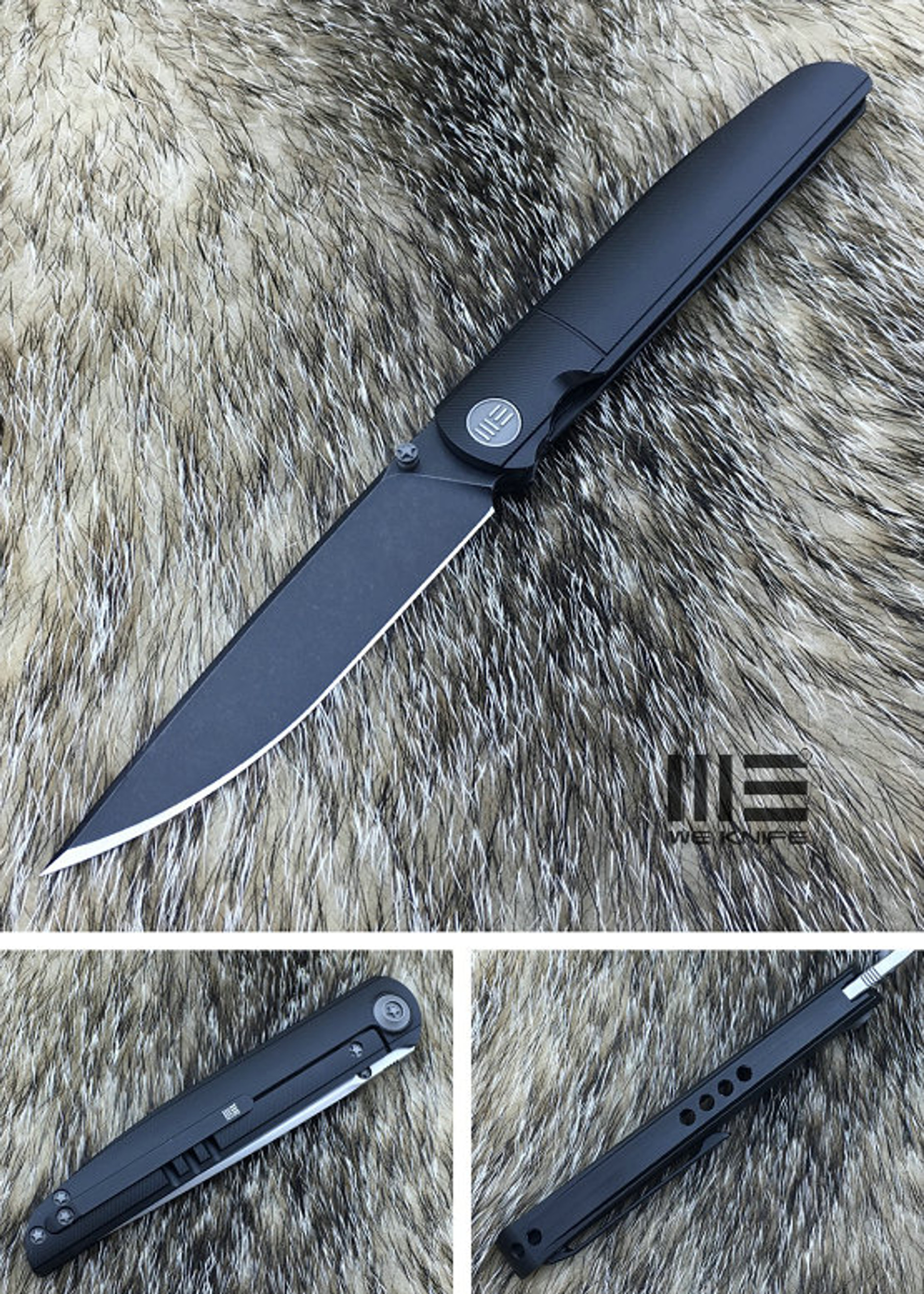 WE Knife 618A Slimline Folder Black, M390 Black Stonewash