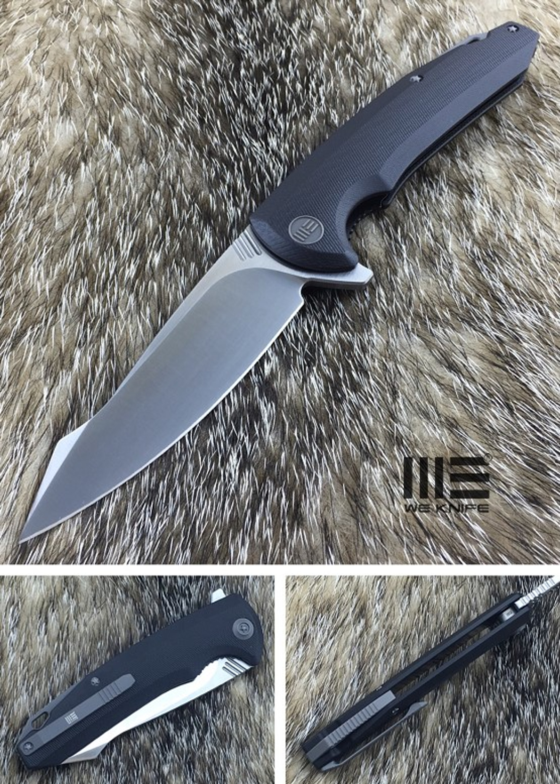 WE Knife 617B Satin D2 Linerlock Flipper, Black G10 Handle