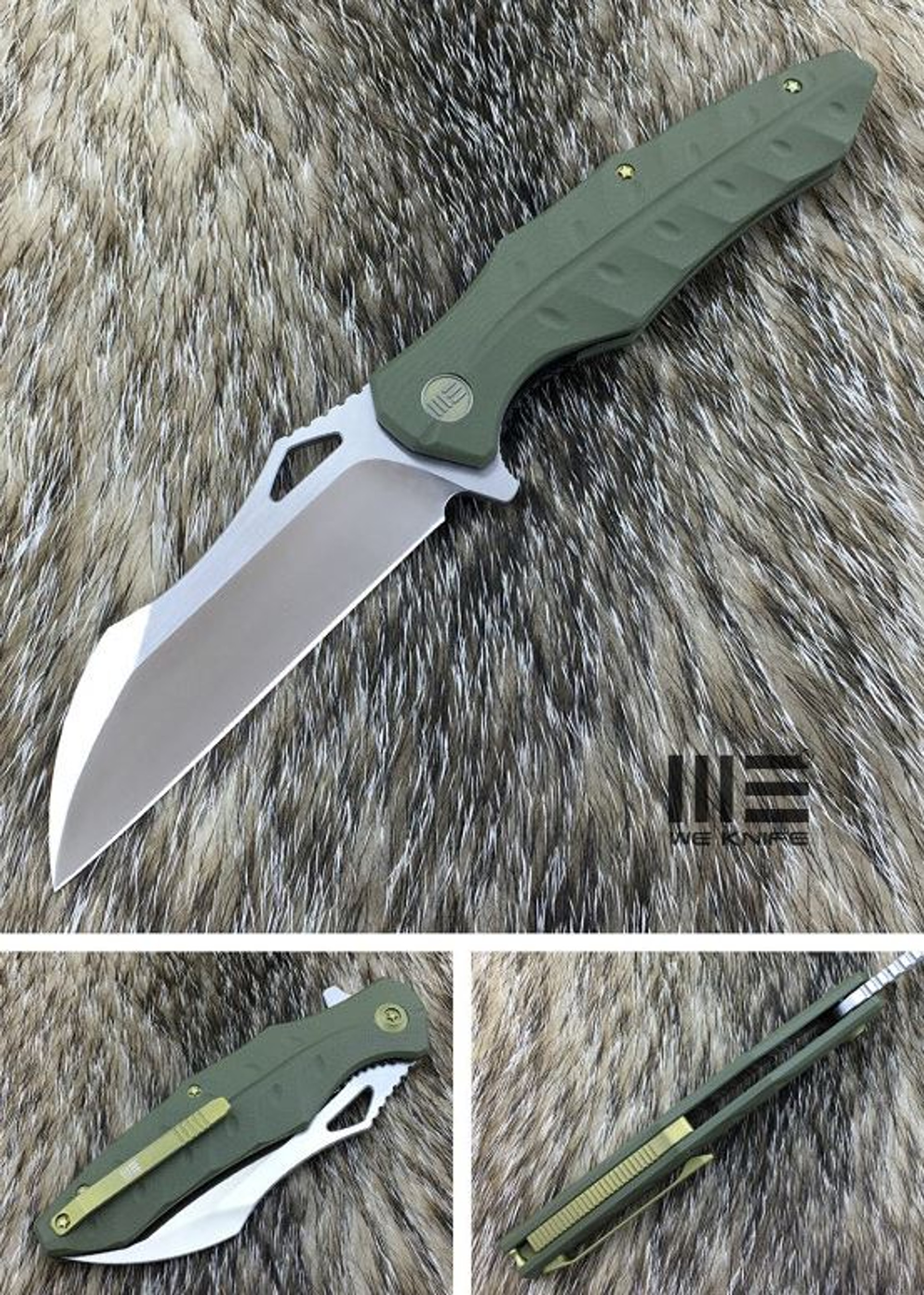 We Knife 701B D2 Wharncliffe Satin - Green G10