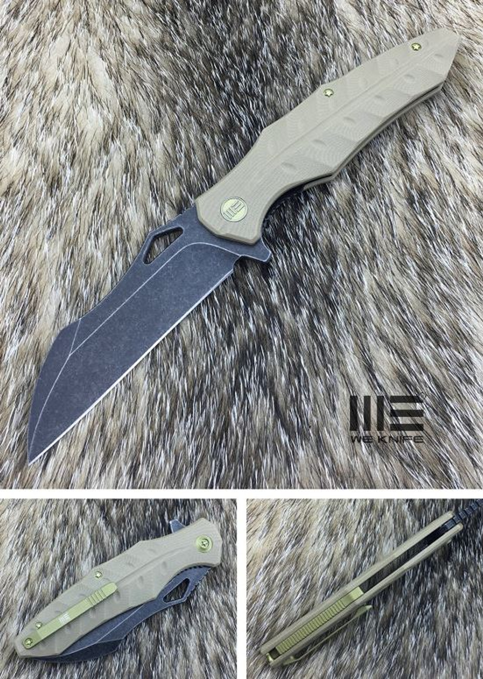 We Knife 701C D2 Wharncliffe Black Stonewash - Tan G10