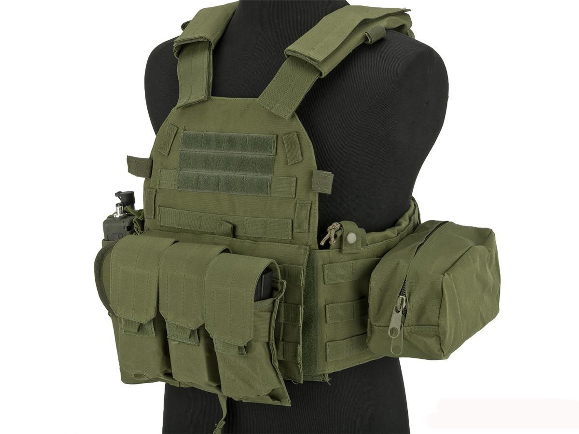 Avengers 6D9T4A Tactical Vest with Magazine and Radio Pouches - OD Green