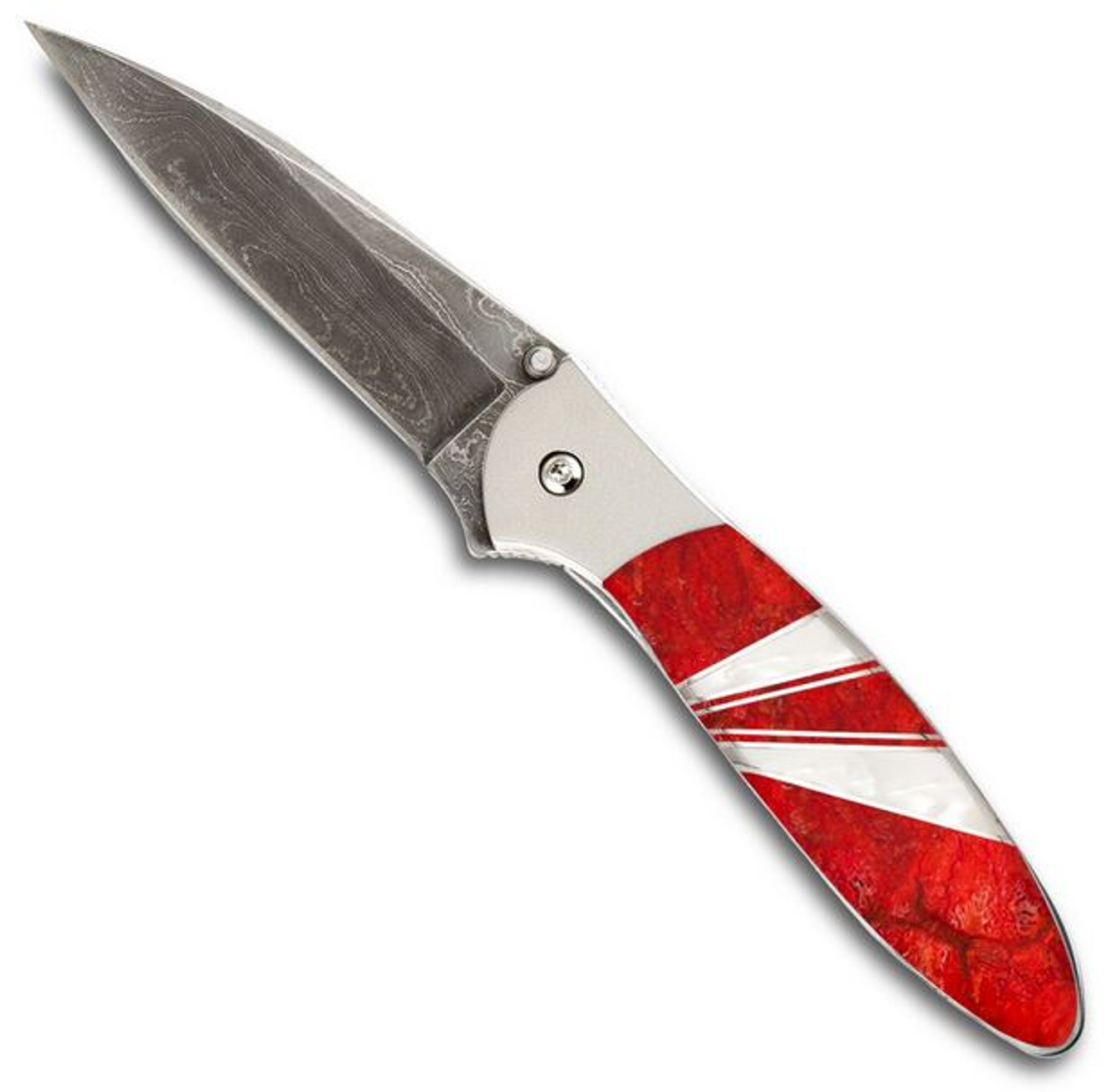 Santa Fe Stoneworks Kershaw Leek Damascus - Red Coral/MOP