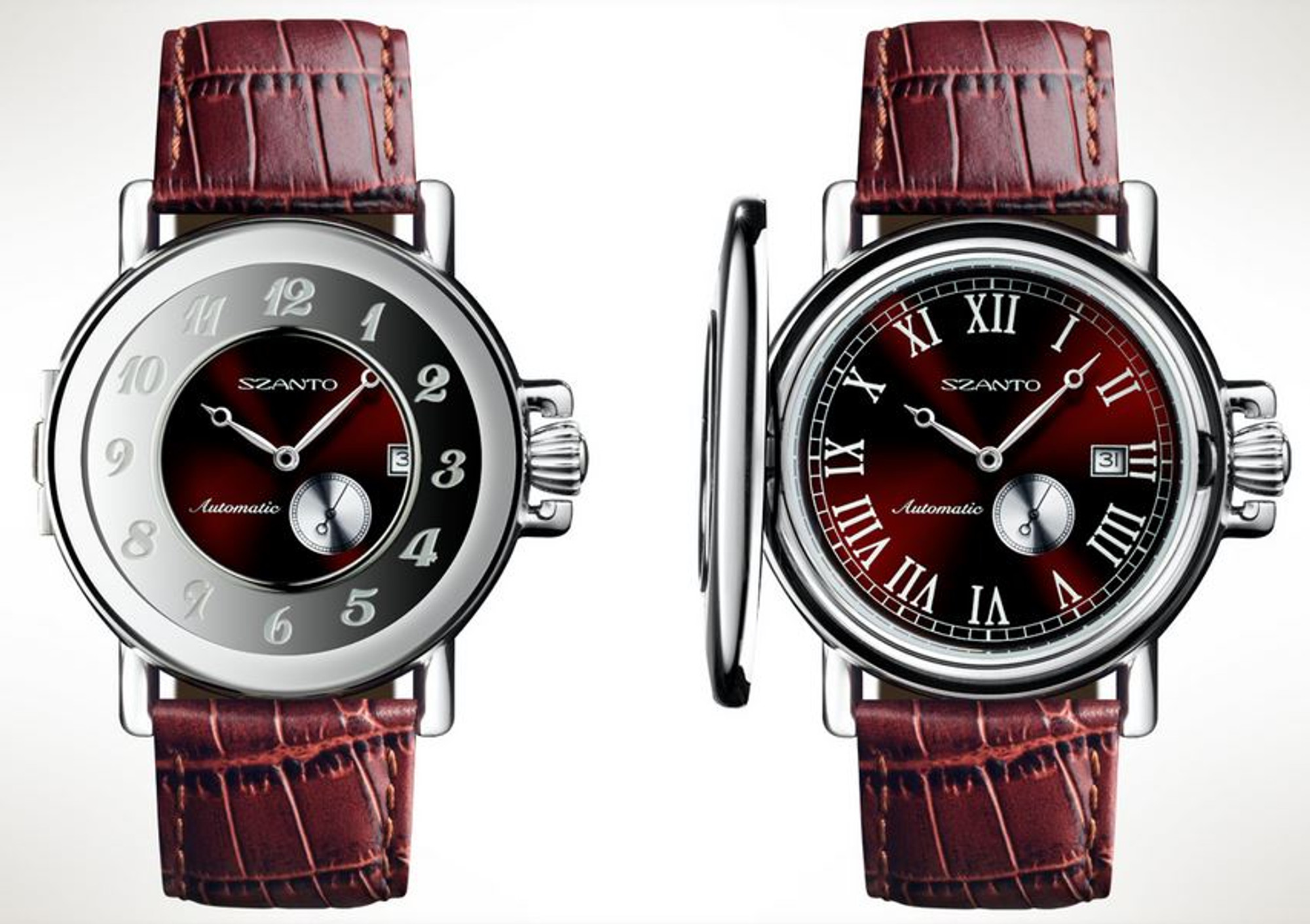 Szanto 6002 Half Hunter Automatic - Burgundy