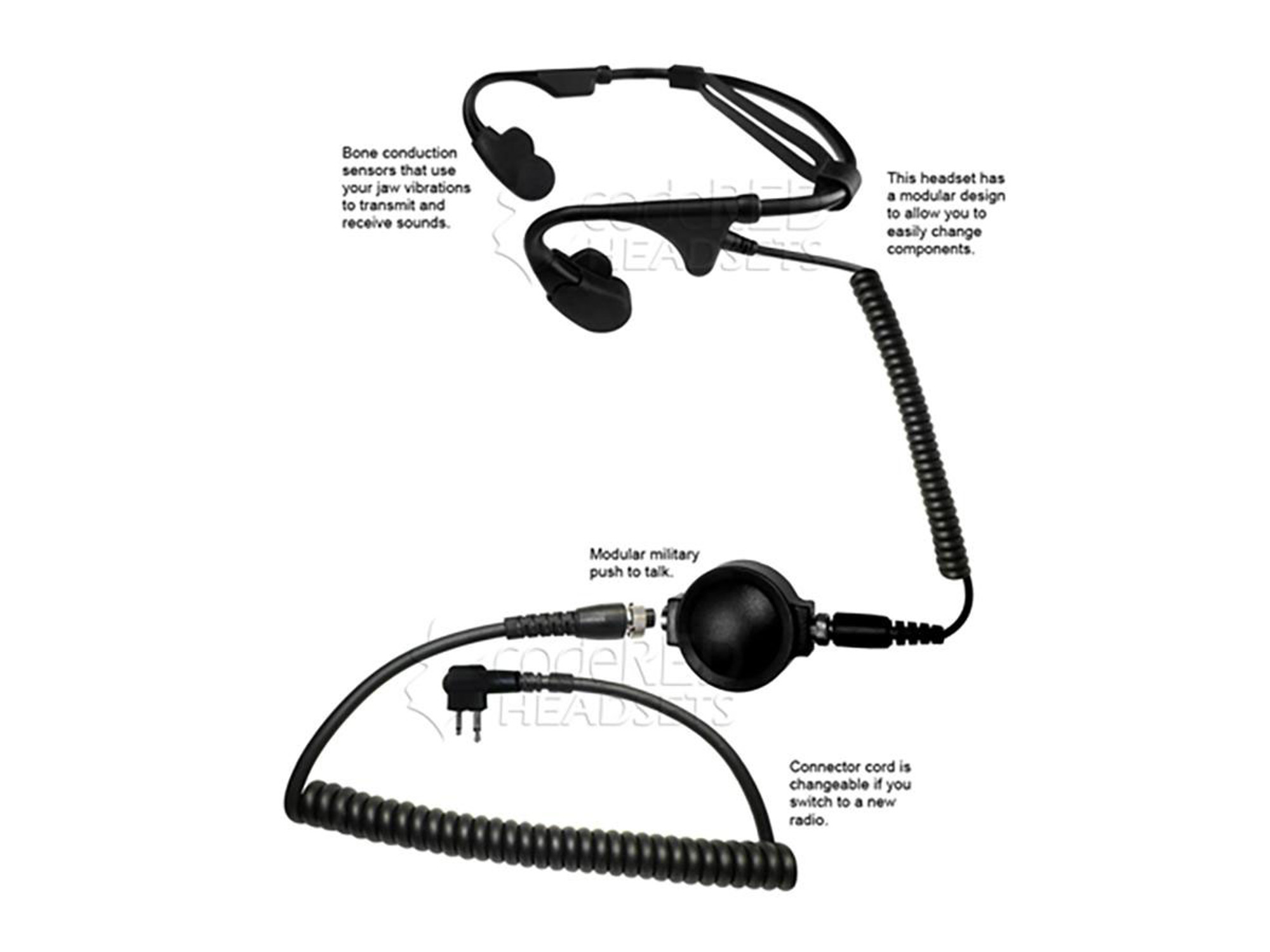 Code Red Battle Zero Tactical Bone Condusction Radio Headset (Type: Motorola 2 Pin)