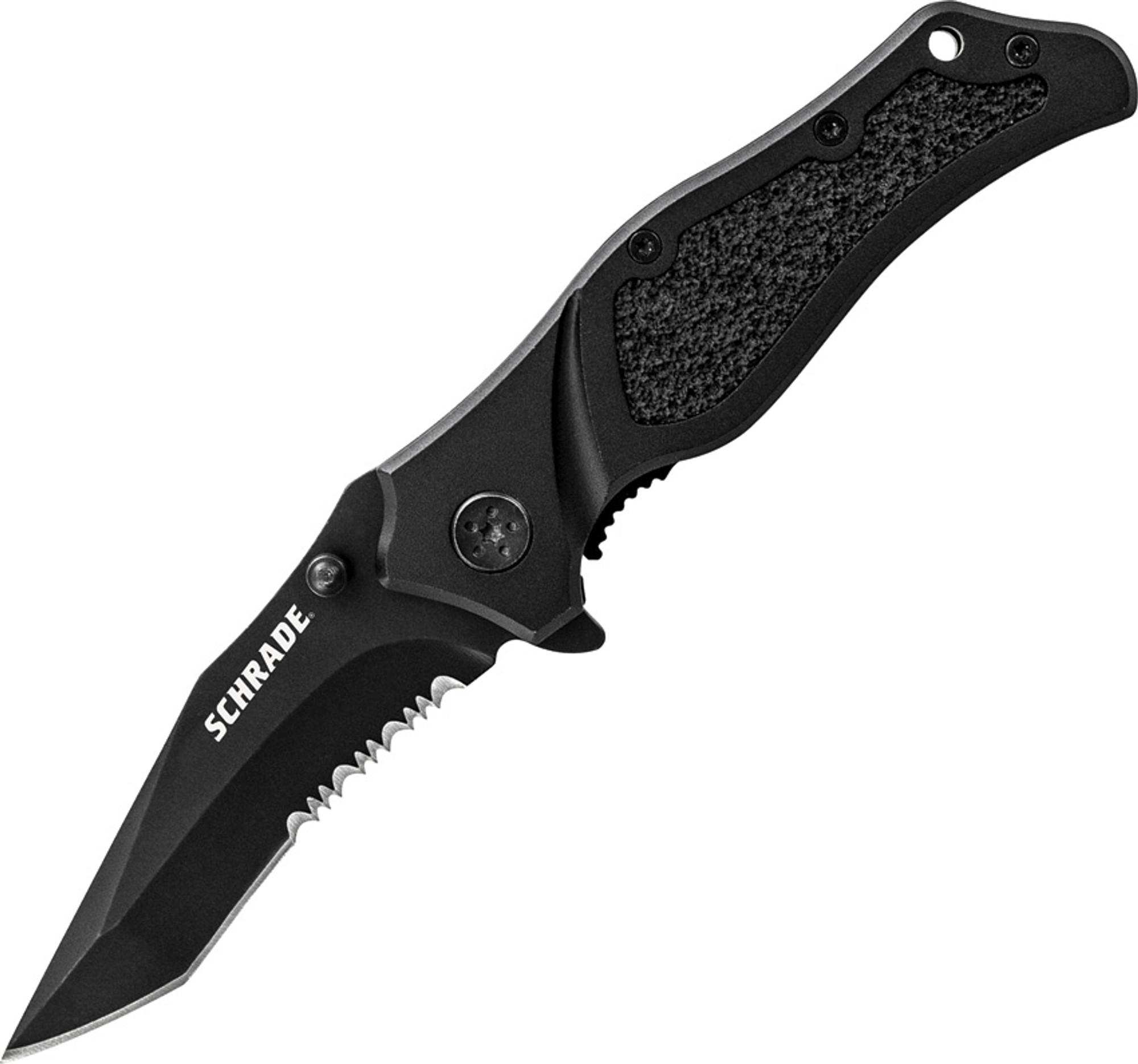 Schrade 203TS Recurve Tanto Folder, Black Serrated