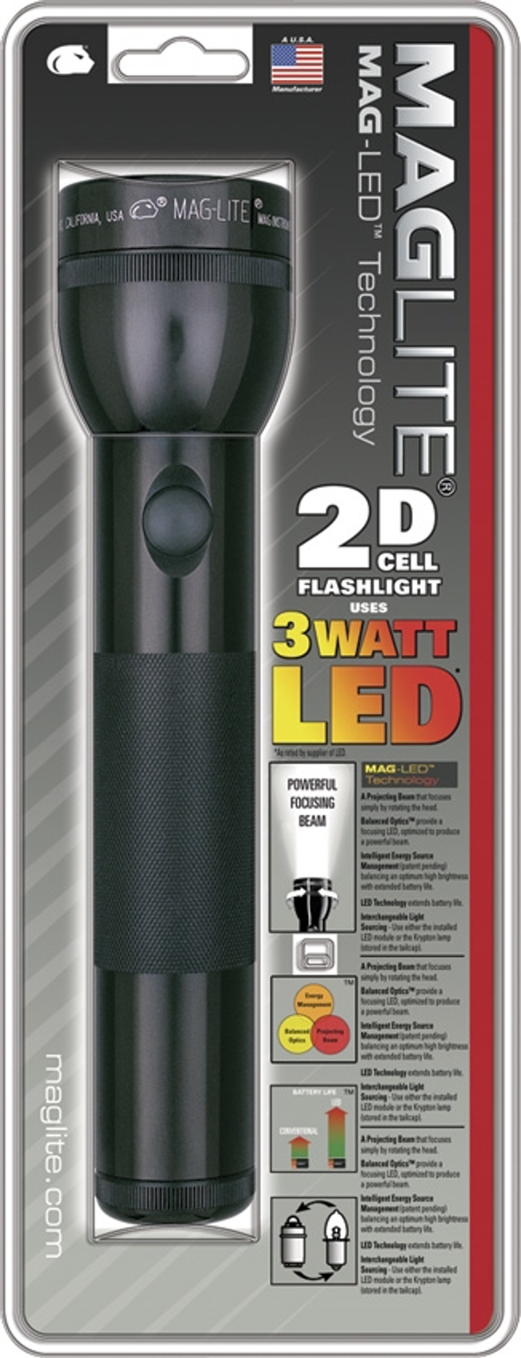 2D Cell Flashlight Black