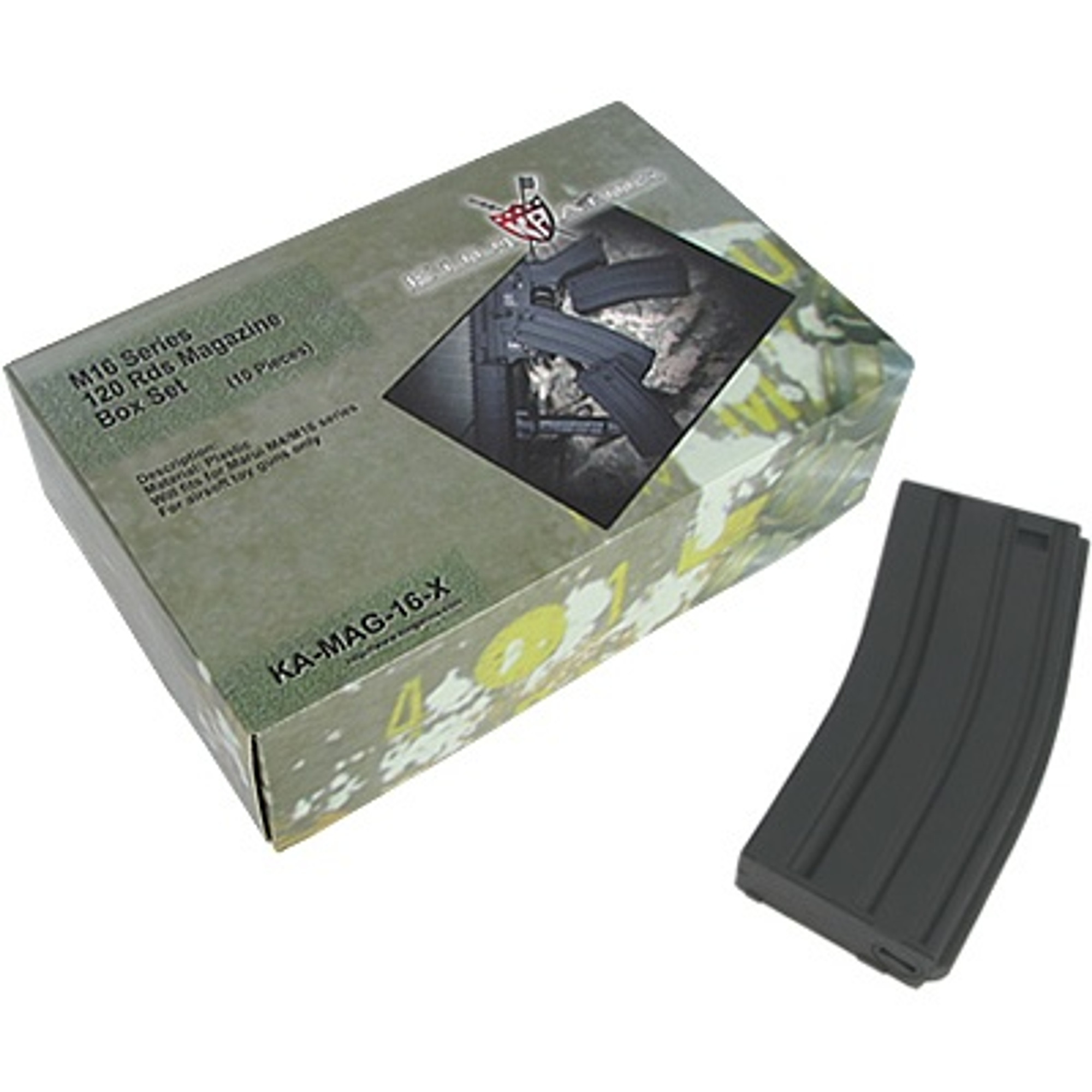 King Arms M16 120rds Magazine 10 Pack - Black