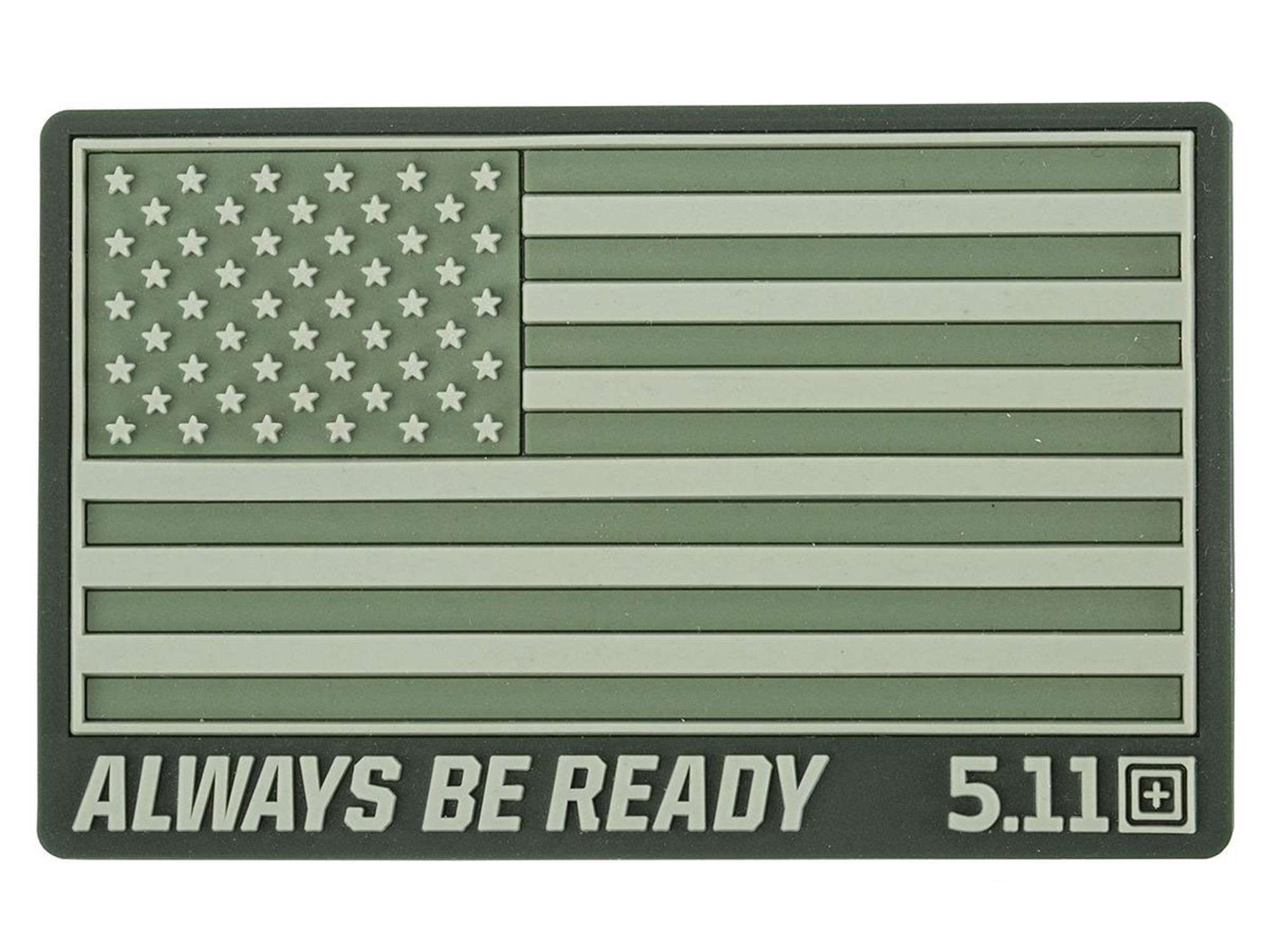 5.11 Tactical "US Flag - Always Be Ready" PVC Hook and Loop Morale Patch (Color: OD Green)