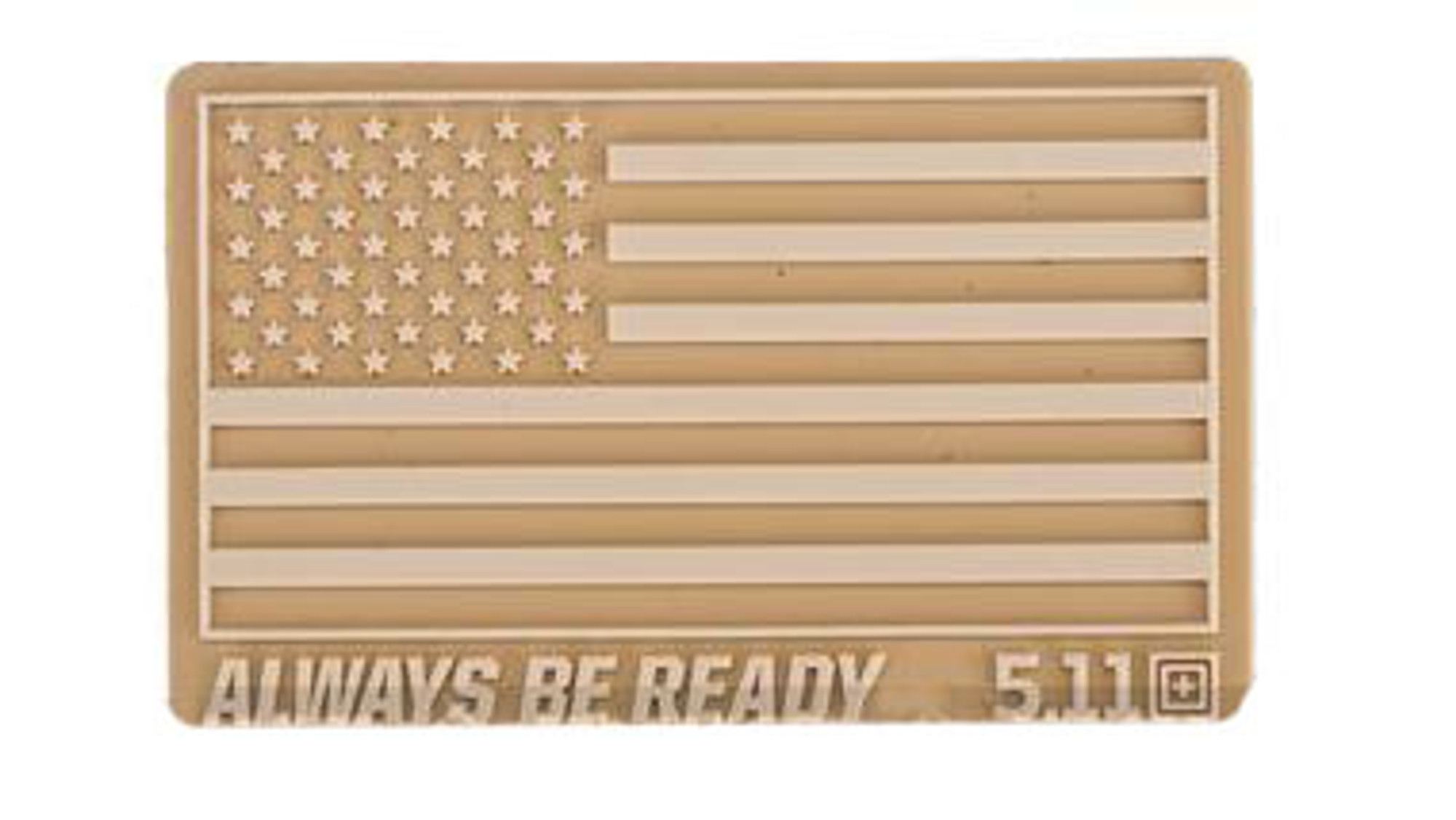 5.11 Tactical "US Flag - Always Be Ready" PVC Hook and Loop Morale Patch (Color: Sand)