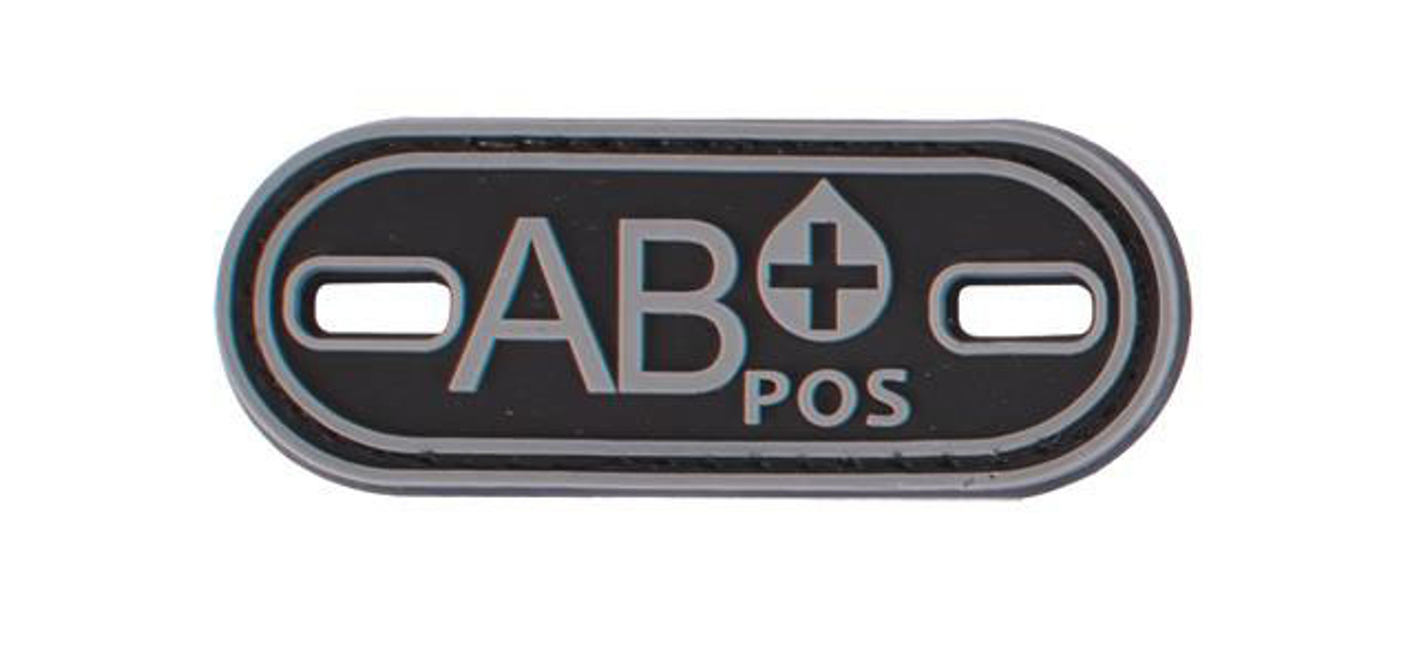 Matrix PVC Oval Blood Type Hook and Loop Patch - AB POS / Black