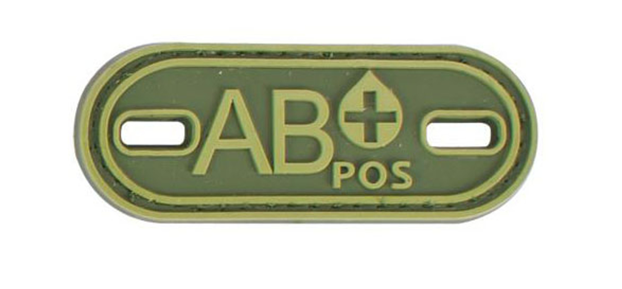 Matrix PVC Oval Blood Type Hook and Loop Patch - AB POS / OD Green