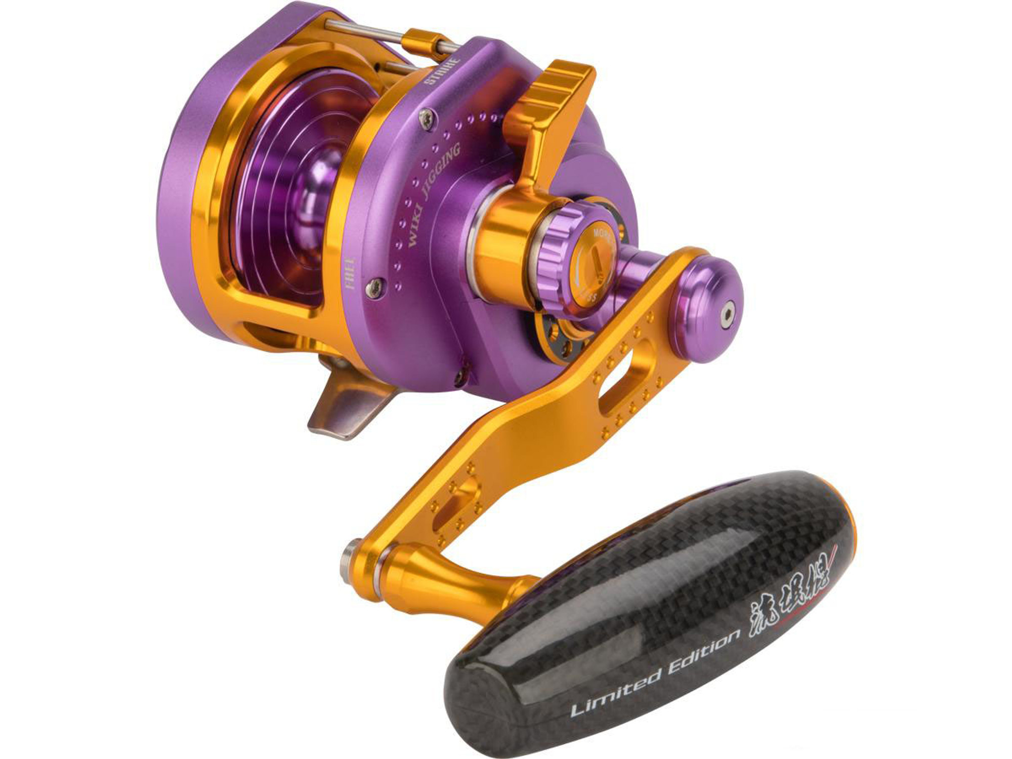 Jigging Master Gangster Limited Edition Wiki Lever Wind Fishing Reel w/ Automatic Line Guide (Model: 2000XH Right Purple/Gold)