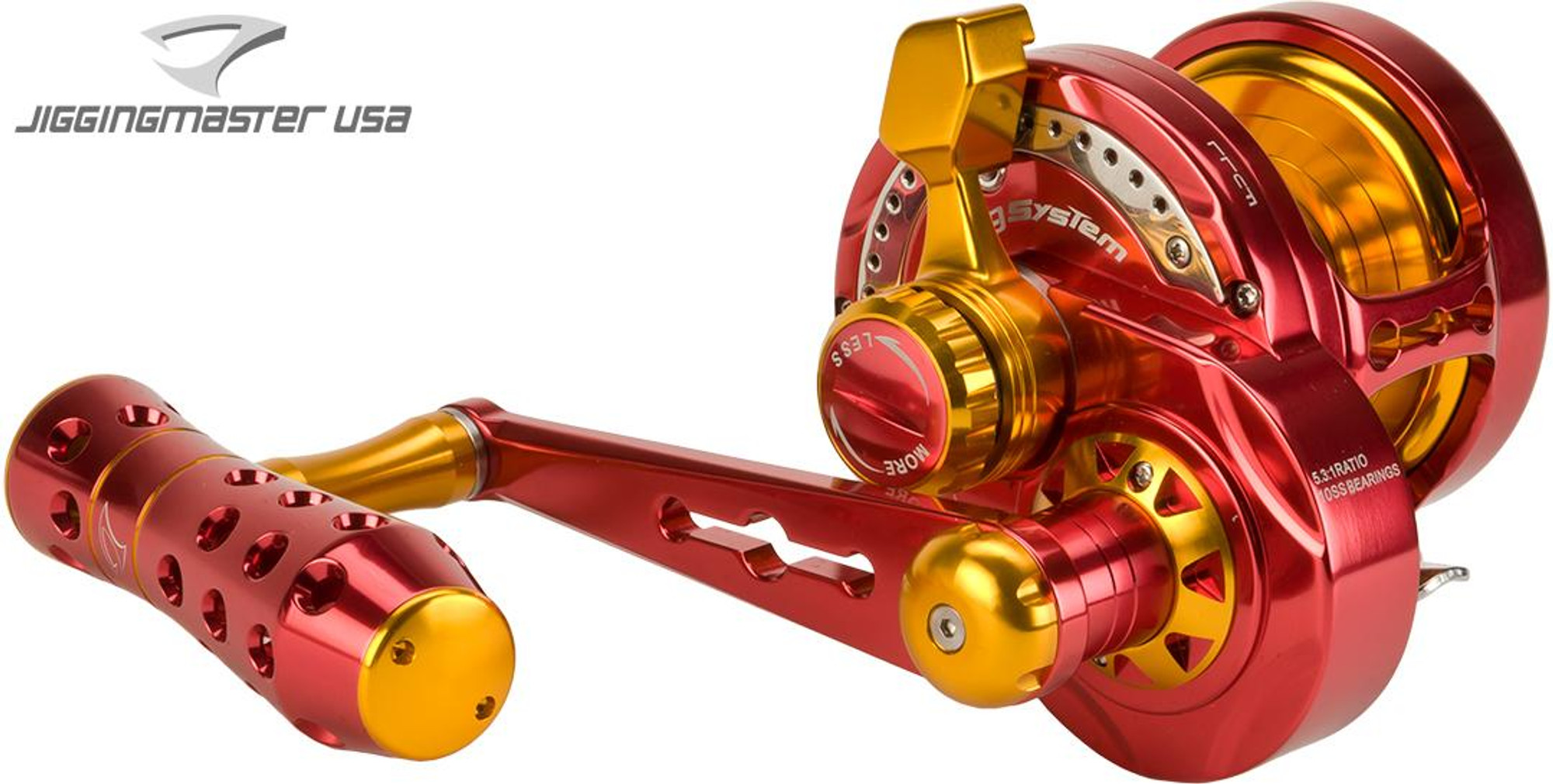 Jigging Master Monster Game High Speed Fishing Reel - Red / Gold (Size: PE5)
