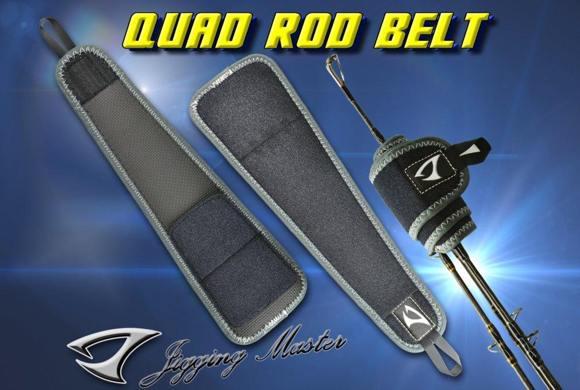 Jigging Master Quad Fishing Rod Retention Belt - Black/Grey