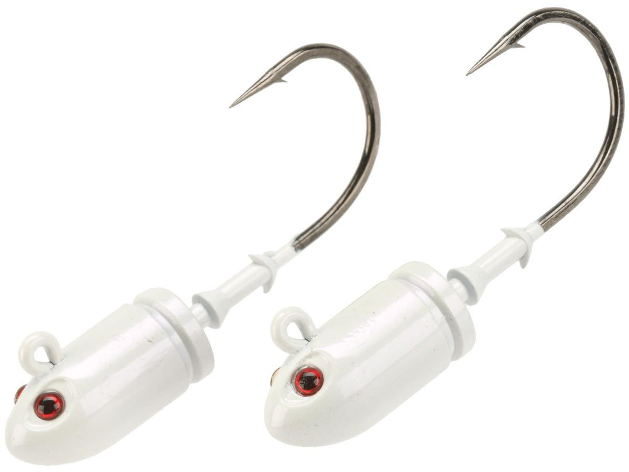 Mustad Bullet Head 2 OZ 2X Strong - Pack of 2 (Color: White UV with Red Eyes / Size 7/0)