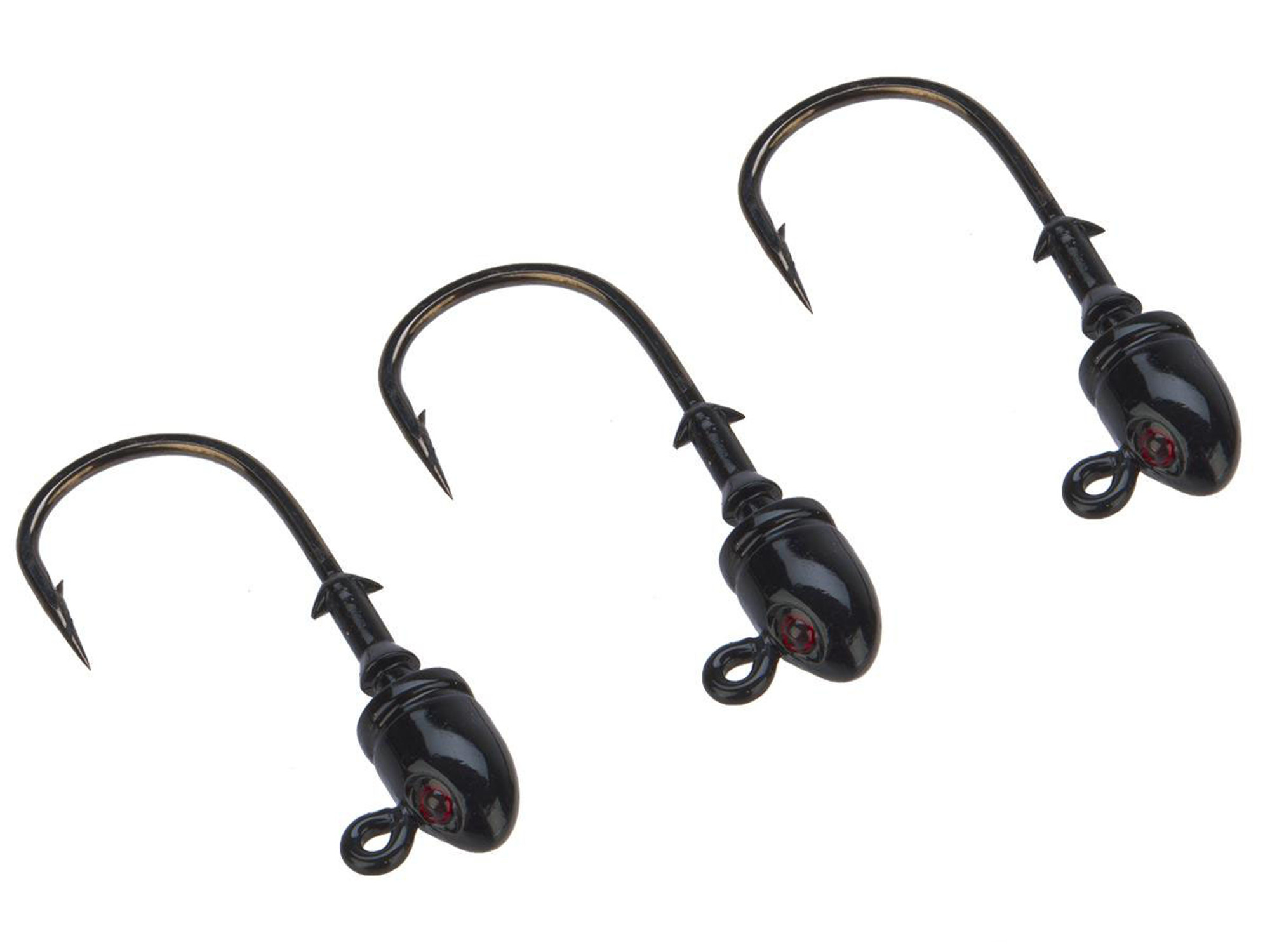 Mustad Bullet Head 1/4 OZ 2X Strong - Pack of 3 (Color: BlackUV with Red Eyes / Size 3 /0)