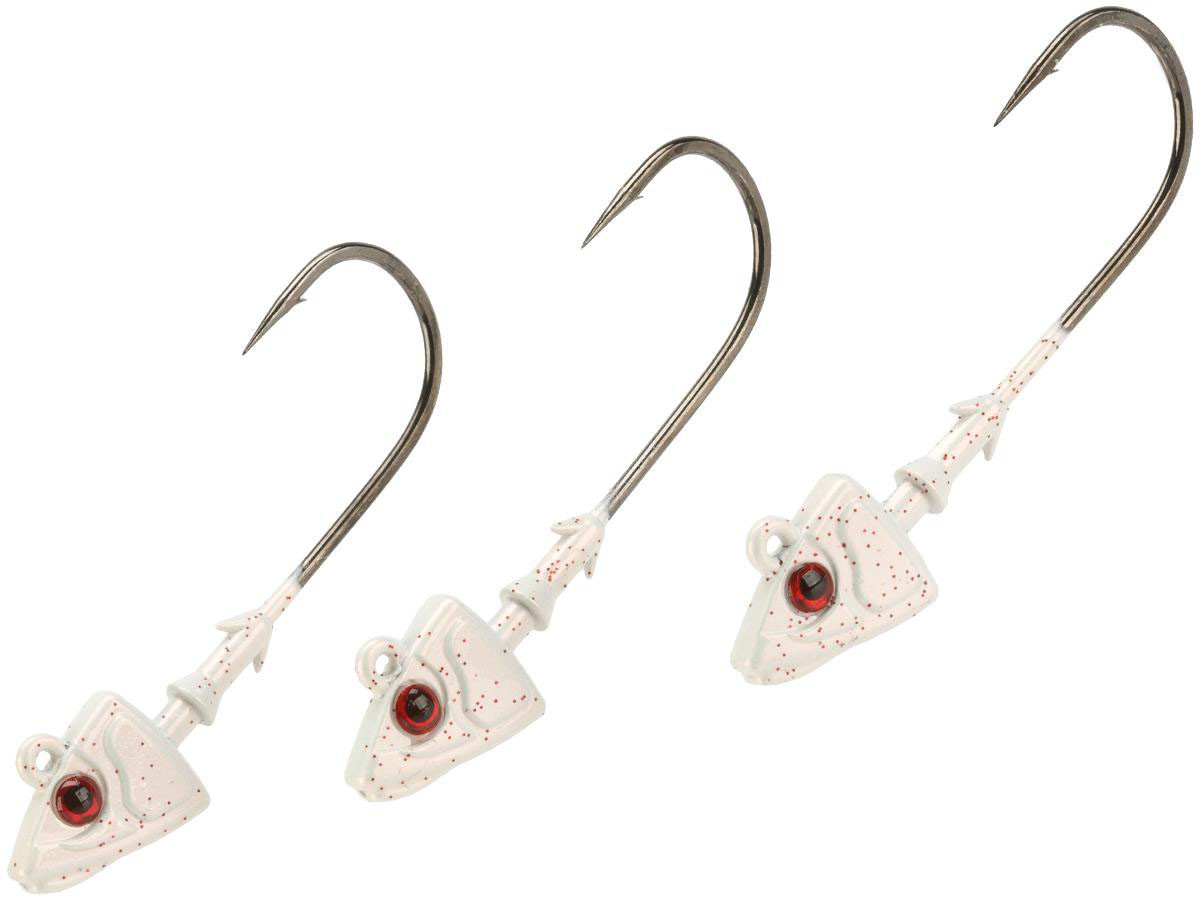 Mustad Shad/Darter Head 1/2 OZ 2X Strong 2XL - Pack of 3 (Color: Pearl UV with Red Eyes / Size 4/0)