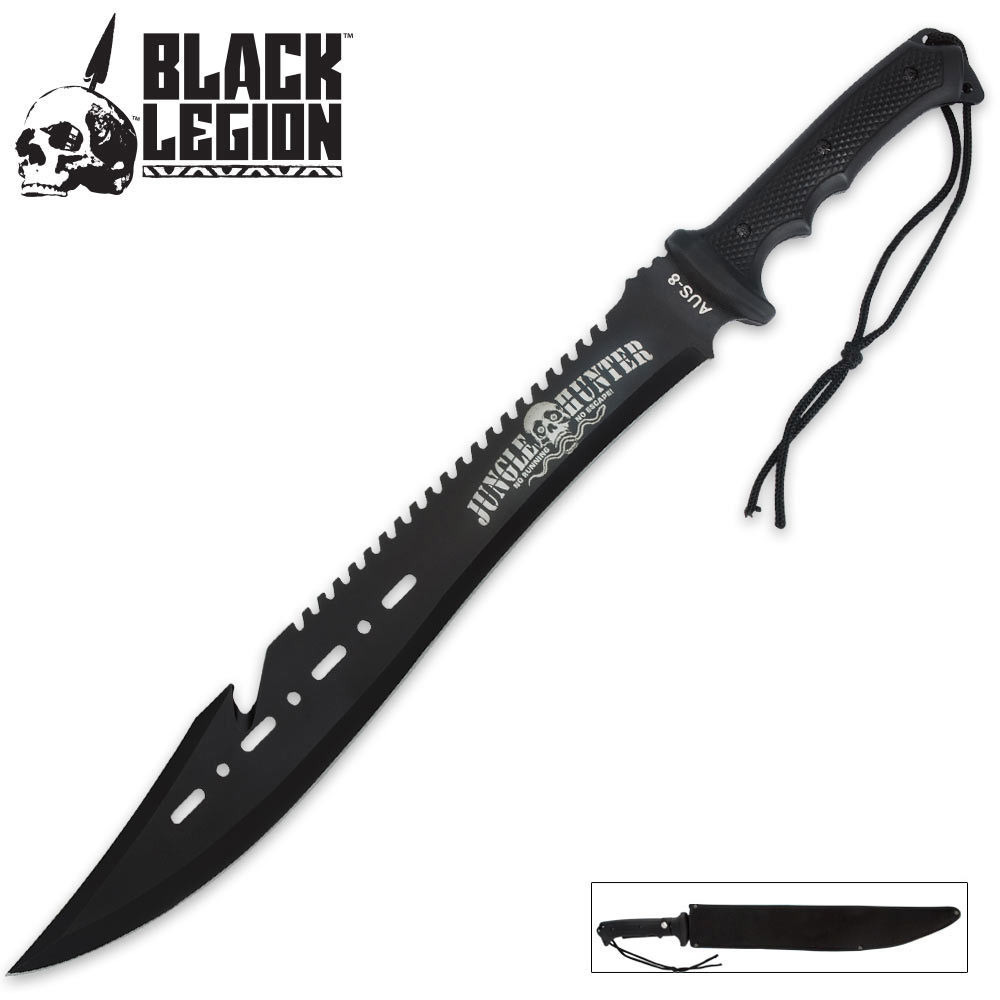 Black Legion Jungle Hunter Machete With Nylon Sheath And Lanyard