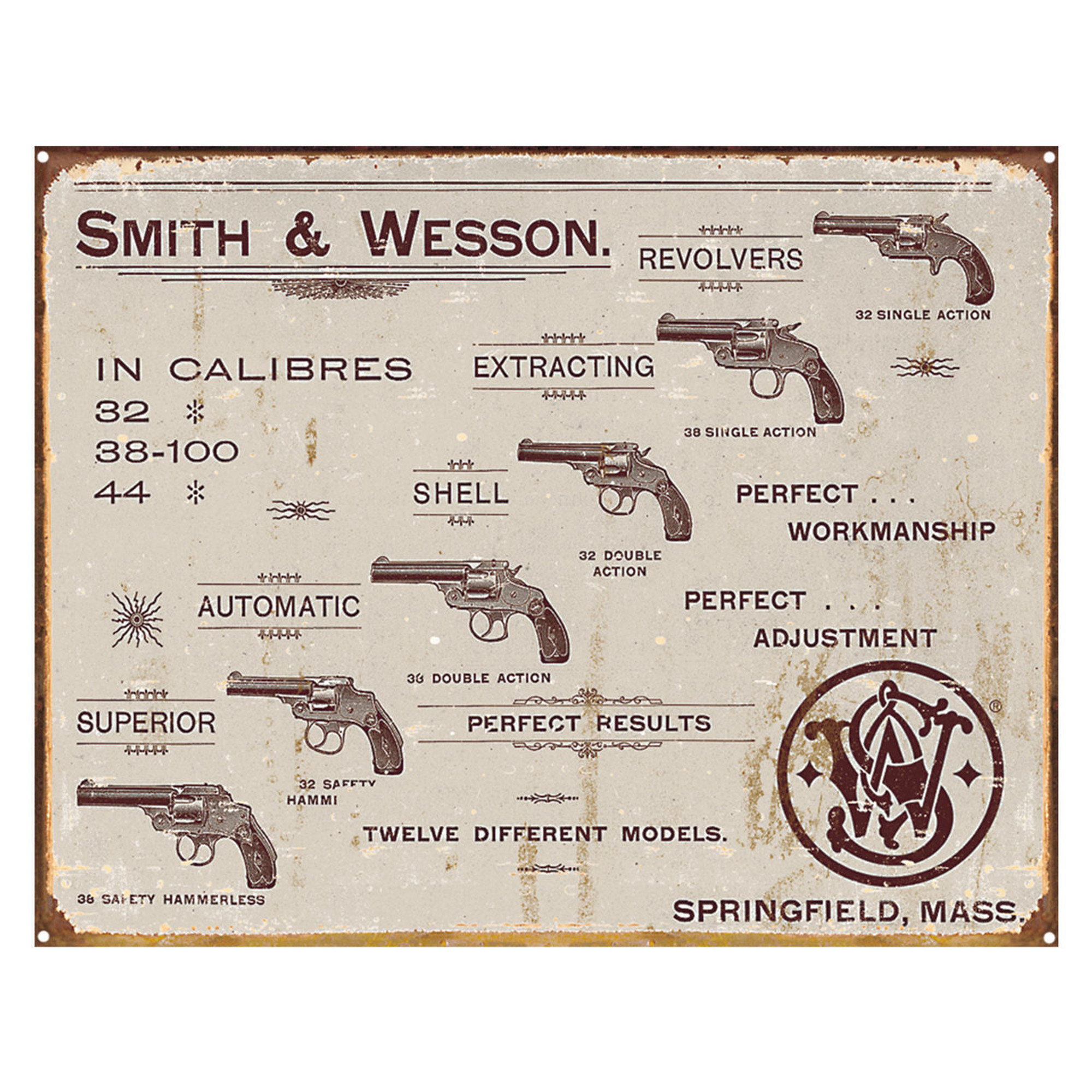 Tin Sign - Smith & Wesson Revolvers Vintage Ad