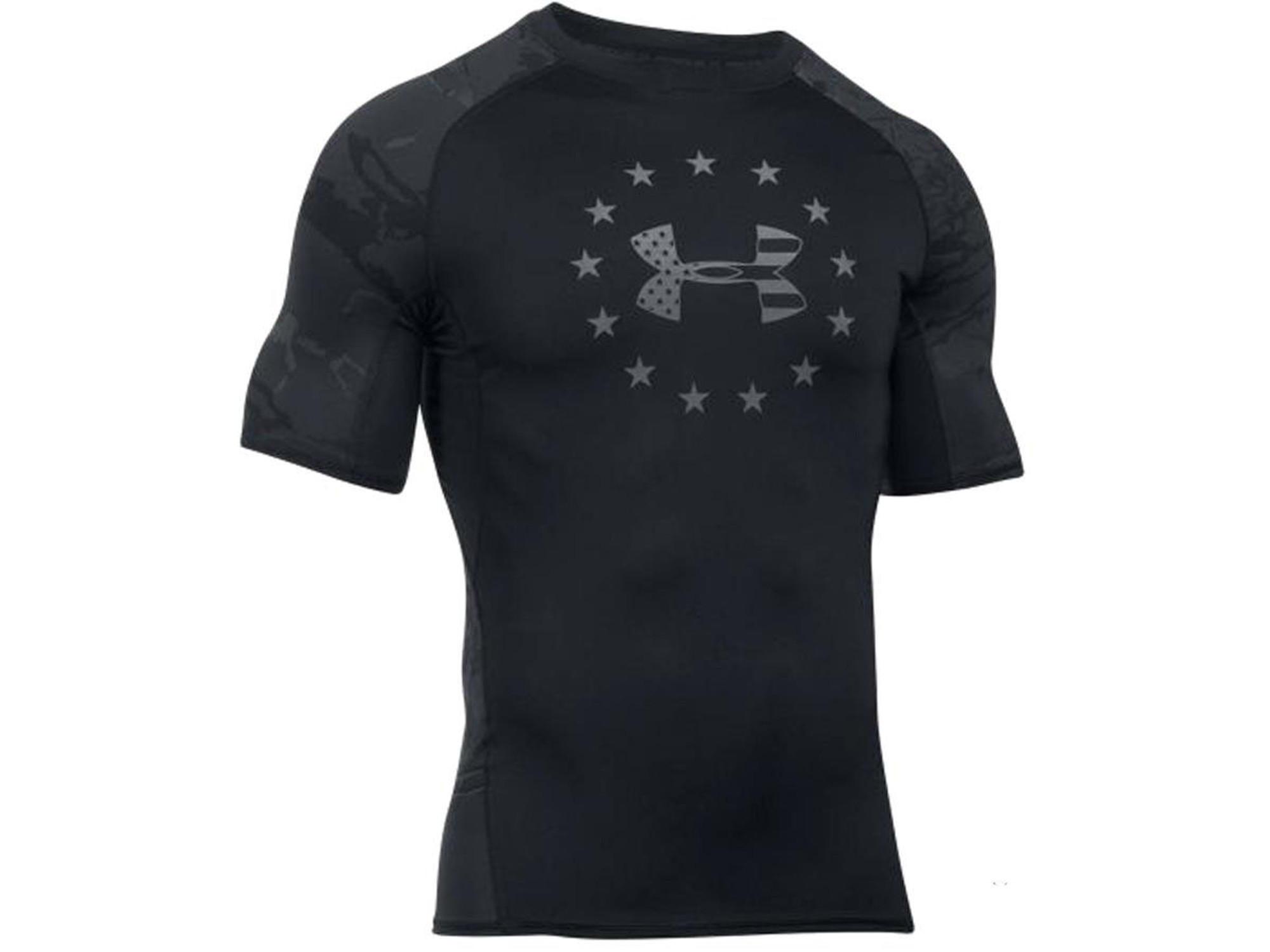 Under Armour UA Freedom HeatGear® Short Sleeve Compression Shirt (Color: Black Tonal Reaper - Small)