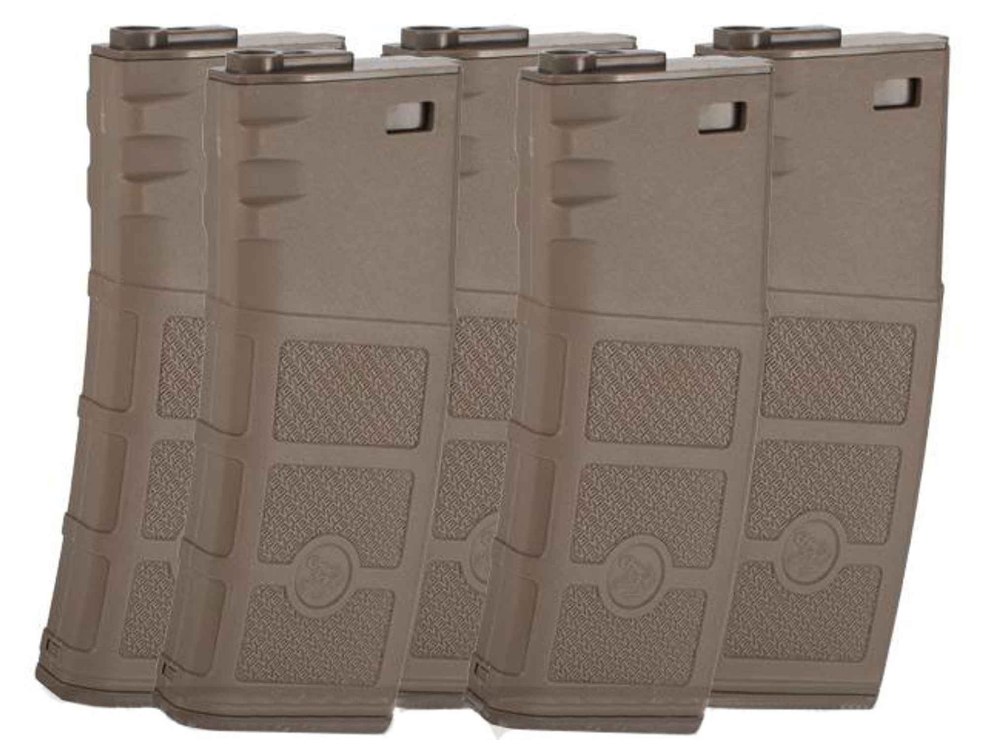 G&P High RPS 130rd Polymer Mid-CAP Magazine for M4 M16 Airsoft AEG Rifles (Color: Dark Earth / Set of 5)