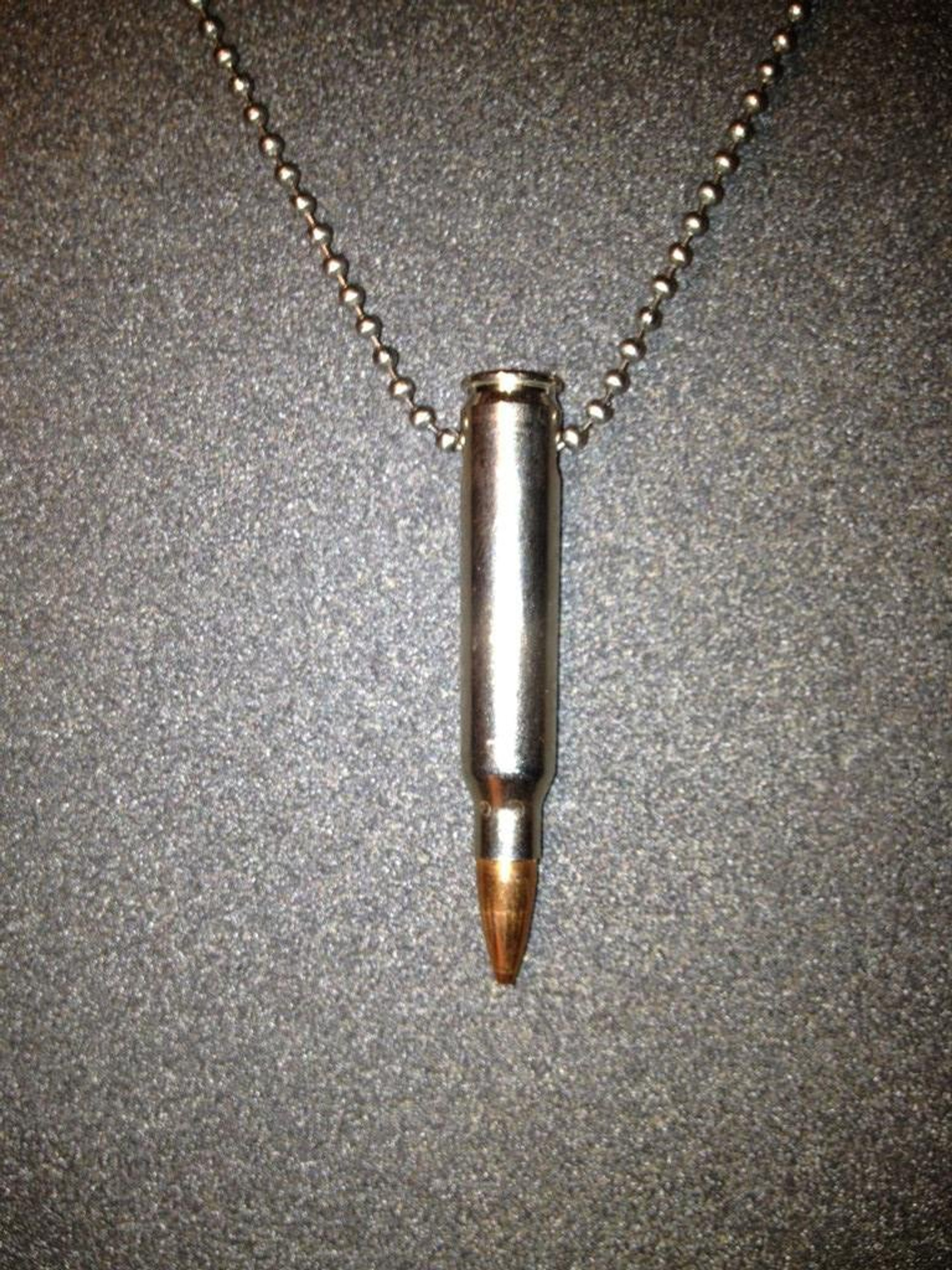 Real Bullet Pendants w/Ball Chain - Silver/Brass Tip