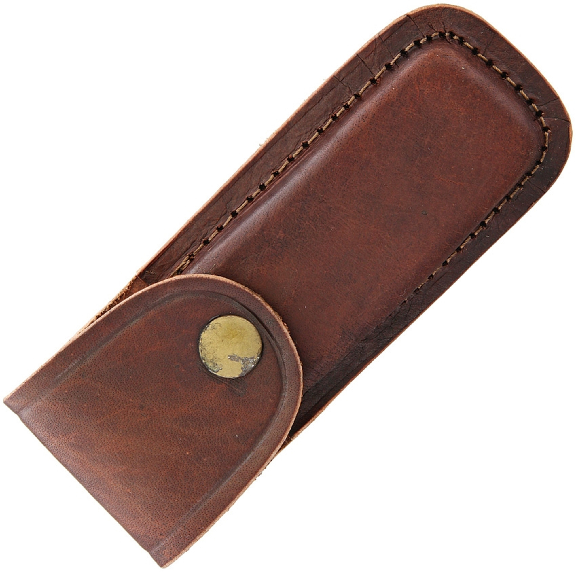 Brown Genuine Leather Belt Sheath For 5" Folding Knife