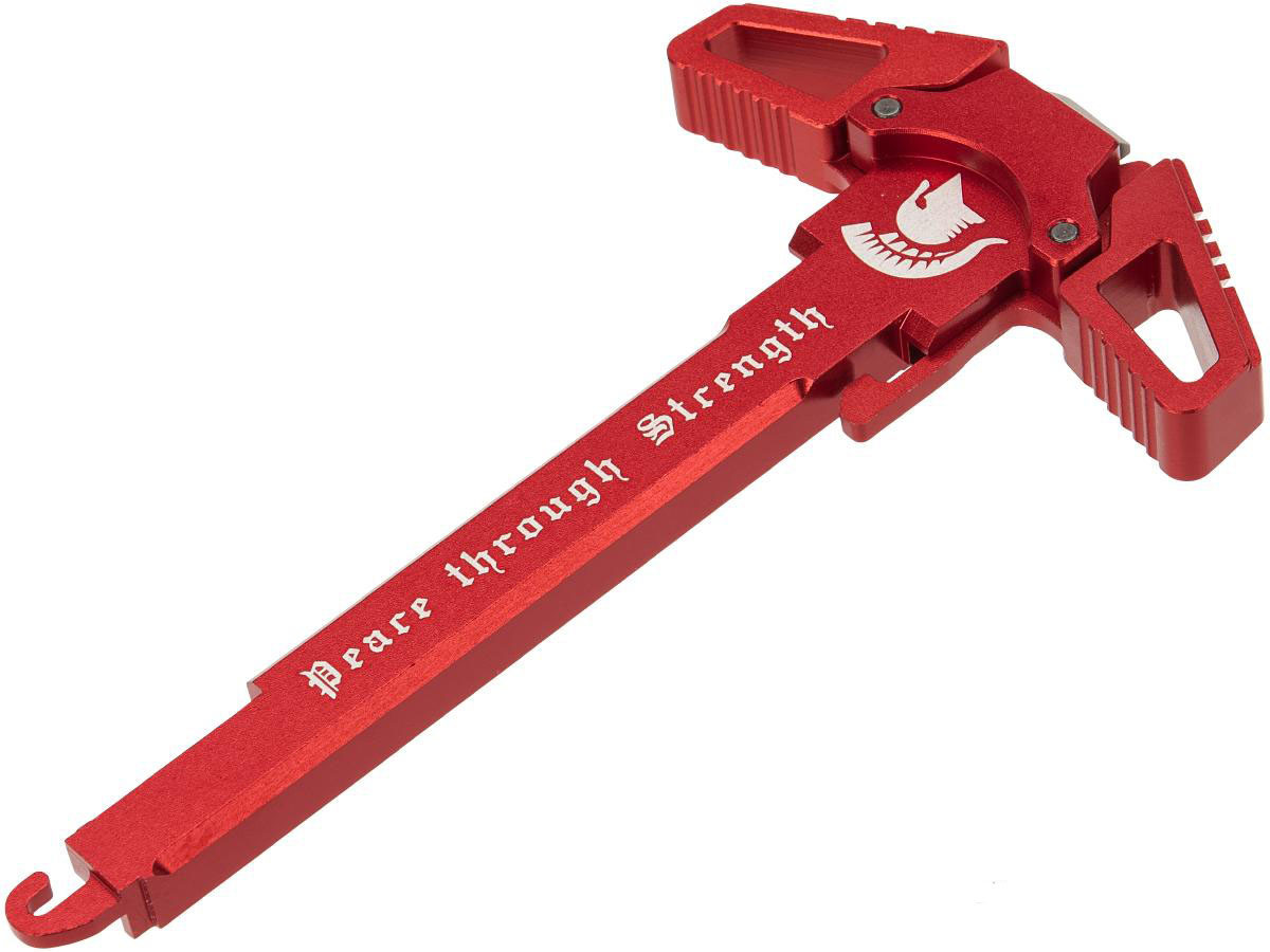 Angel Custom "Swift" Charging Handle for AR-15 M4 M16 Airsoft AEG Rifles (Logo: Red / Peace Through Strength)