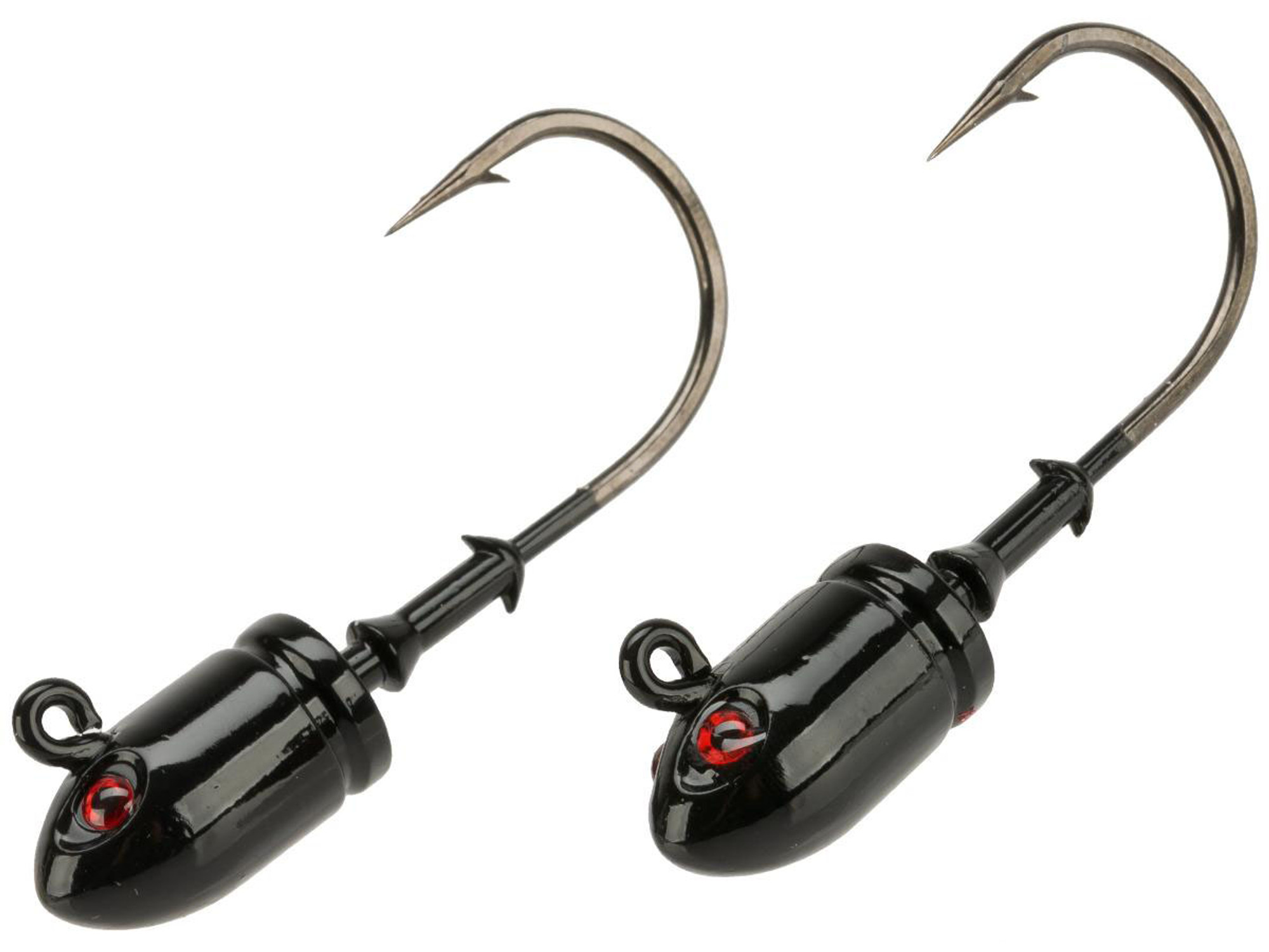 Mustad Bullet Head 1.5 OZ 2X Strong - Pack of 2 (Color: Black UV with Red Eyes / Size 7/0)