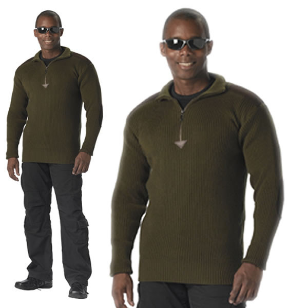 Rothco Quarter Zip Acrylic Commando Sweater - Olive Drab