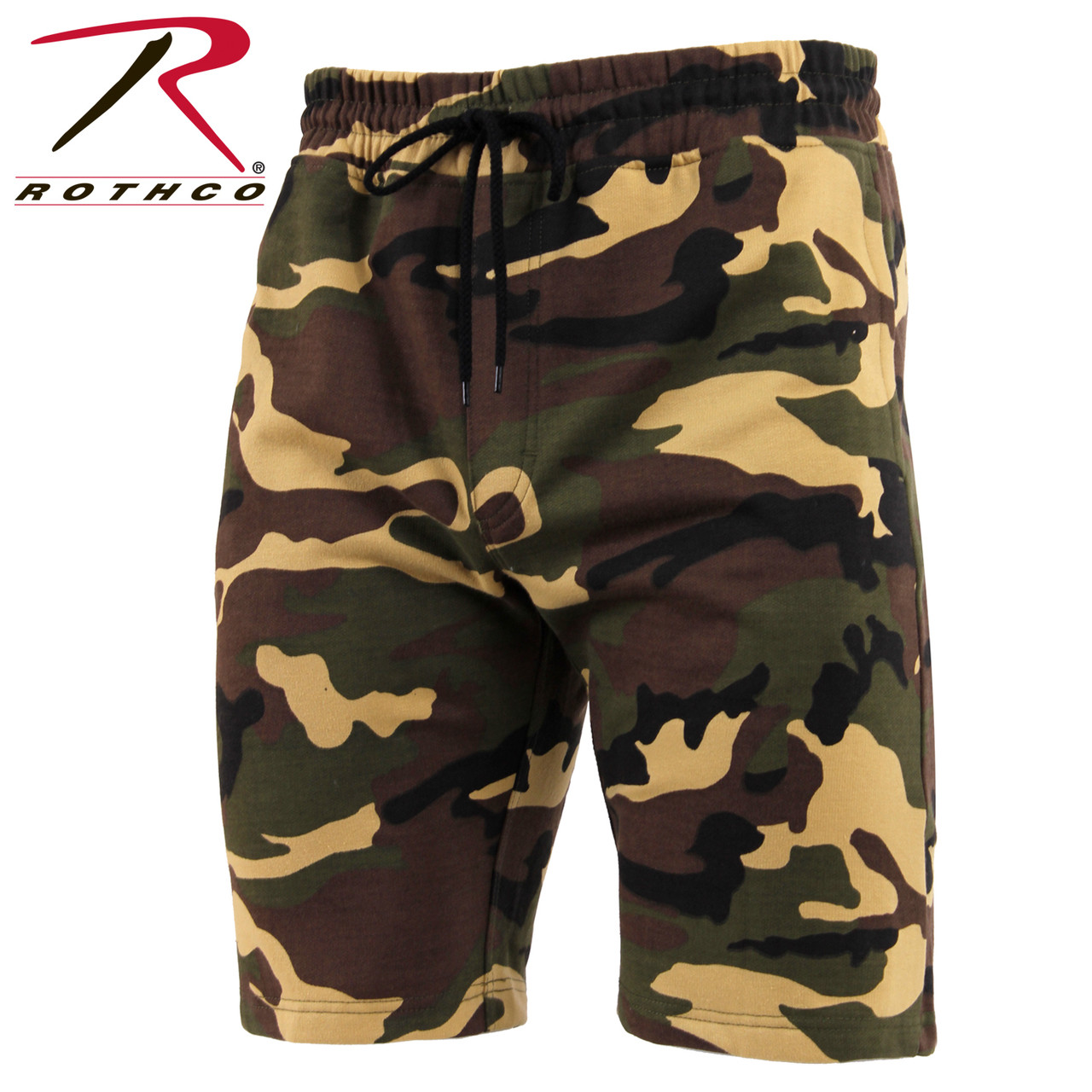 Rothco Camo Sweat Shorts - Woodland Camo