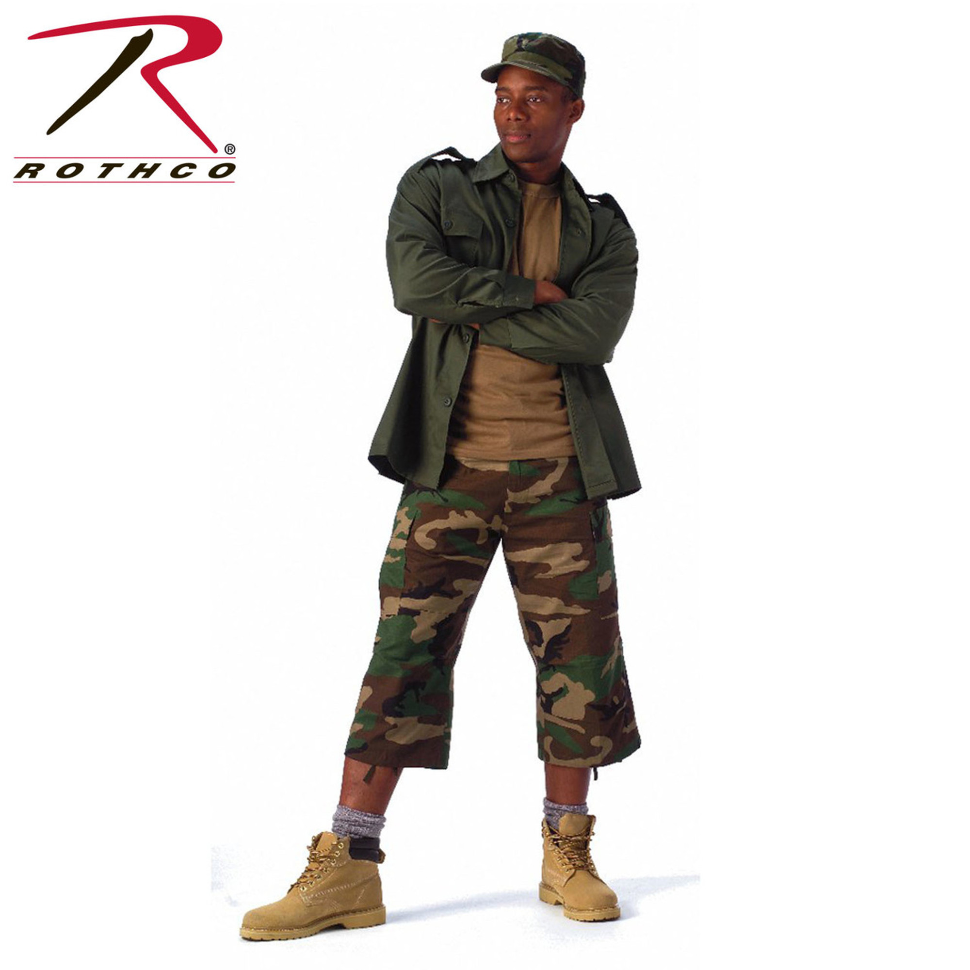 Camo Capris Long Cargo Shorts Military Army Fatigues Tactical 3/4 BDU Pants