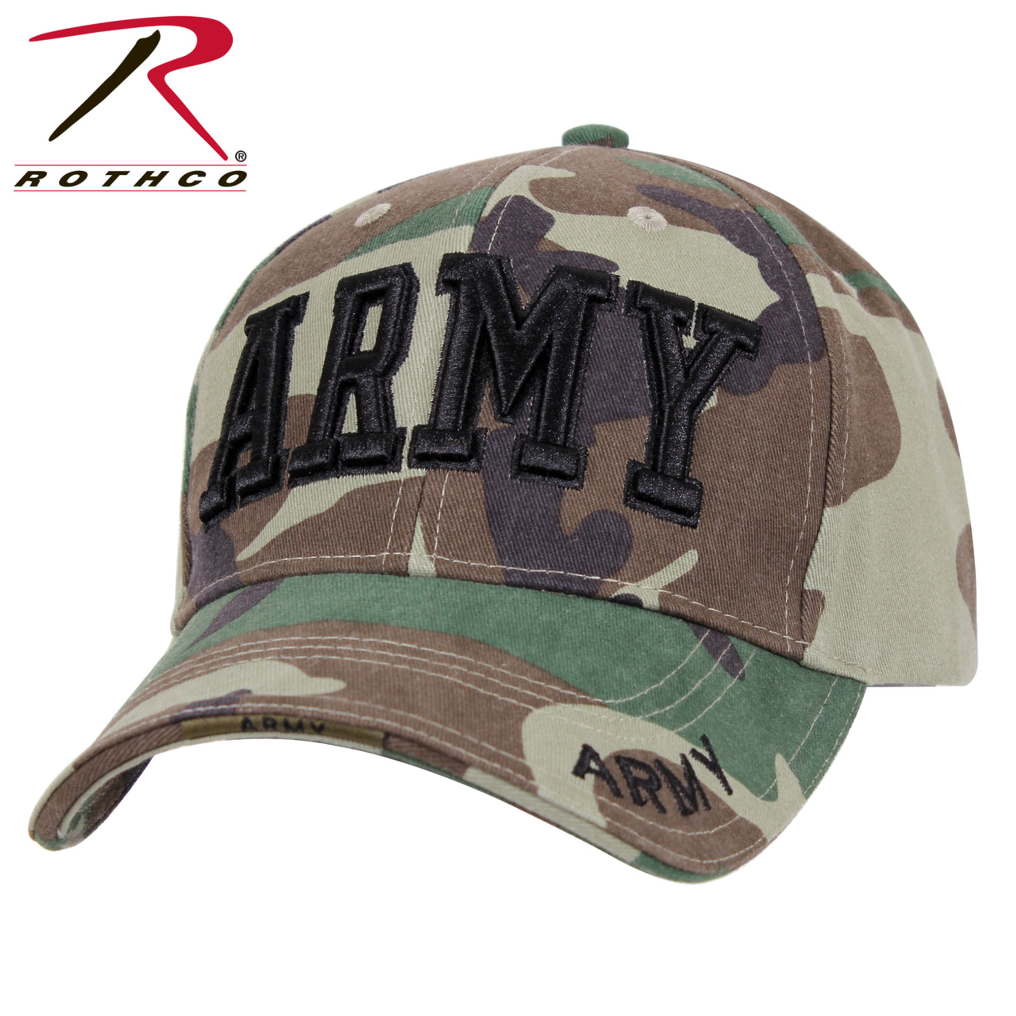 Rothco Deluxe Army Embroidered Low Profile Insignia Cap - Woodland Camo