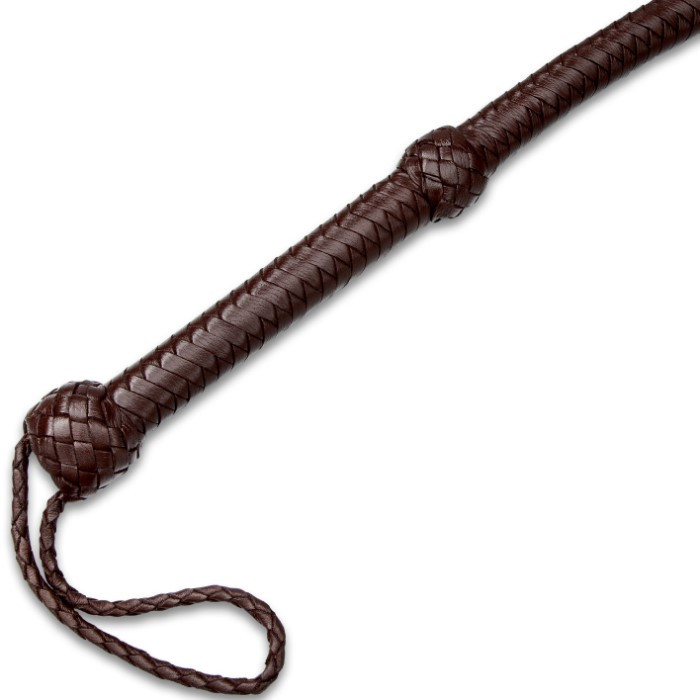 8' Handcrafted Dark Brown Leather Bull Whip