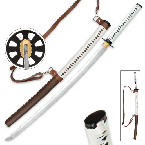 Zombie Slayer Katana Sword And Leather Wrapped Scabbard