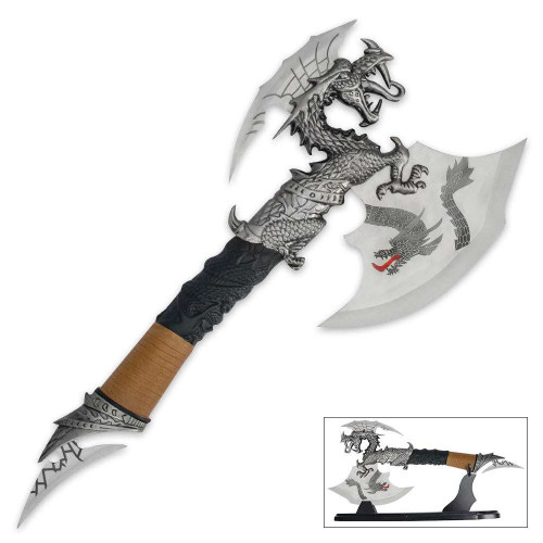 Dragon Fantasy Axe with Stand