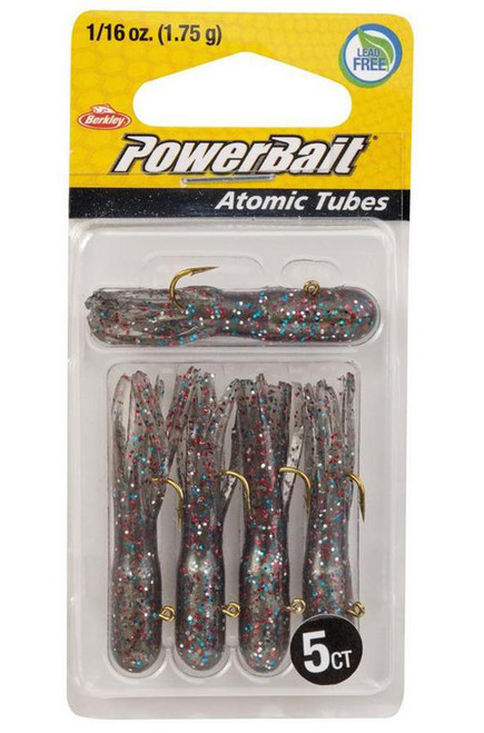 Berkley PowerBait Pre-Rigged Atomic Tubes (Color: Smoke Rainbow Sparkle)