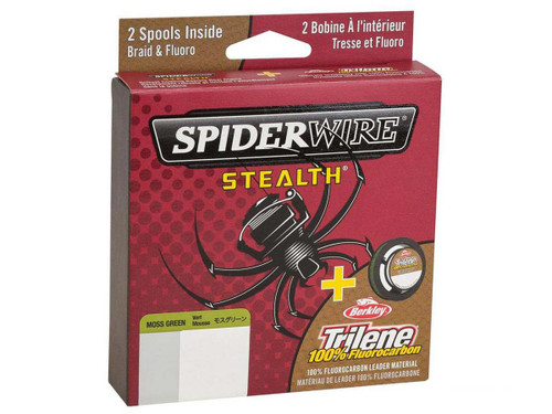 SpiderWire Stealth® Trilene® 100% Fluorocarbon Dual Spool Leader (Model: 15lbs / Moss Green & Clear)