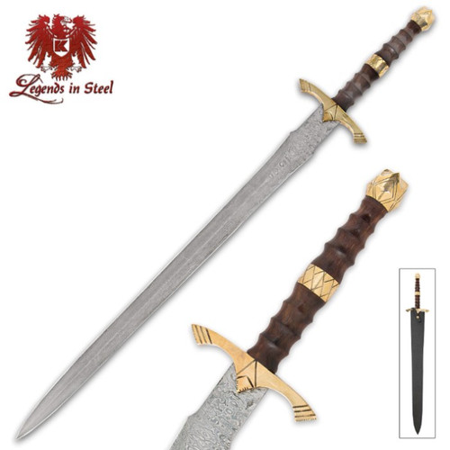 Legends In Steel Rosewood & Damascus Steel Sword