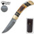 Timber Rattler Damascus Stag Folding Knife