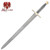 Legends In Steel Medieval Damascus Sword And Scabbard - Damascus Steel Blade, Wire-Wrapped Hilt, Brass Crossguard And Pommel