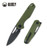 Kubey Flipper Folding Knife, D2 Black SW, G10 Green, KU324C