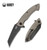 Kubey Anteater Flipper Folding Knife, D2 Hawkbill Black SW, G10 Tan, KU212C