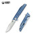 Kubey Predator Flipper Framelock Knife, AUS 10, Titanum Blue, KB205B